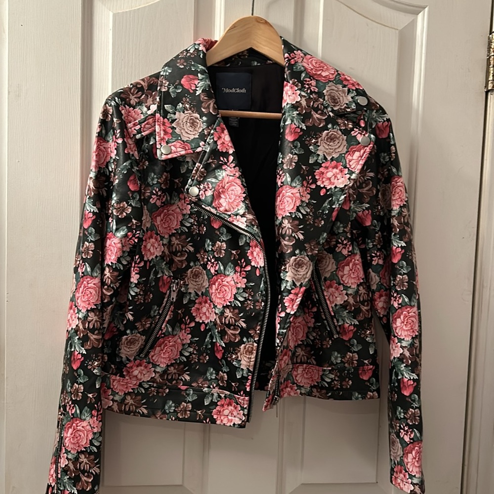 ModCloth Flower Print Moto Jacket - Picture 2 of 5